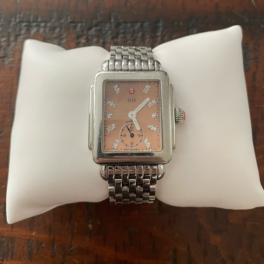 Michele Deco 18 diamonds sapphire crystal watch 0.08ct